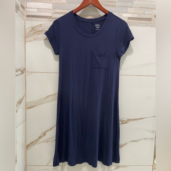 Market & Spruce Navy Short Sleeve Pocket T-Shirt Dress | Size M - Picture 3 of 9